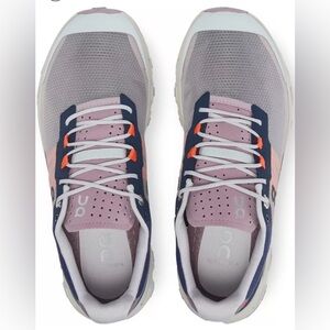 On Running Women's Sneakers - Pink, Navy, and Orange Highlights